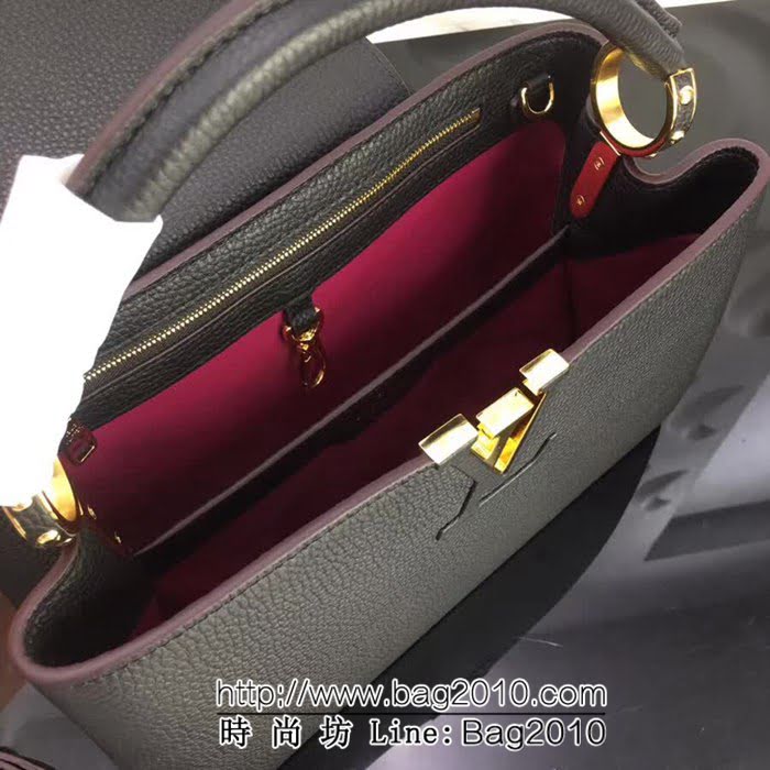 路易威登LV頂級原單 M48864黑色經典Capucines中號牛皮手提斜挎包 YDH1692